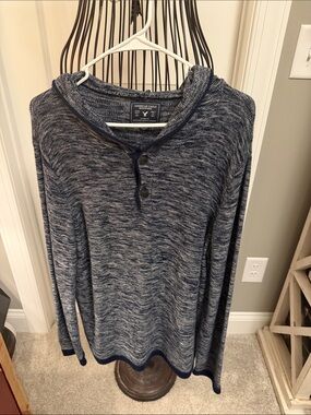 American Eagle Outfitters Navy Heather Hooded Pullover